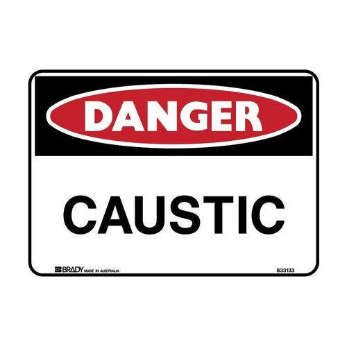 Brady Danger Sign - Caustic 450 x 300mm Metal (Colorbond Steel)