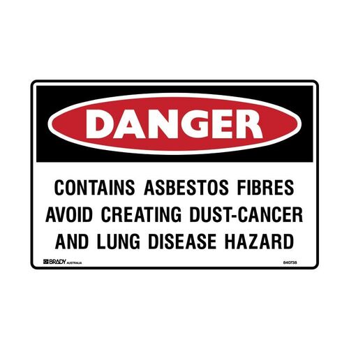 Brady Danger Sign - Contains Asbestos Fibres 600 x 450mm Poly