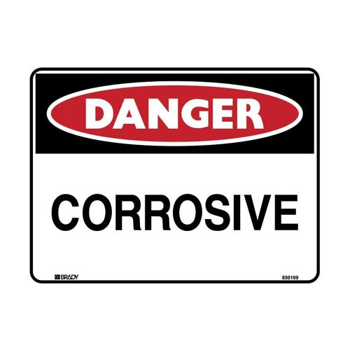 Brady Danger Sign - Corrosive 450 x 300mm Metal (Colorbond Steel)