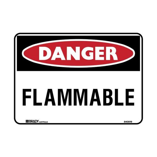 Brady Danger Sign - Flammable 600 x 450mm Polypropylene