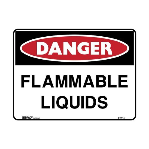 Brady Danger Sign - Flammable Liquids 450 x 300mm Metal