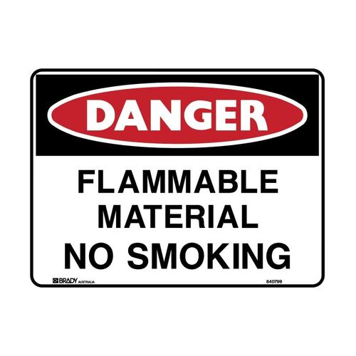 Brady Danger Sign - Flammable Material No Smoking 450 x 300mm Metal