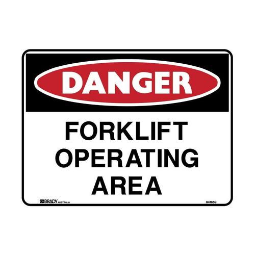 Brady Danger Sign - Forklift Operating Area 250 x 180mm Self-Adhesive Vinyl