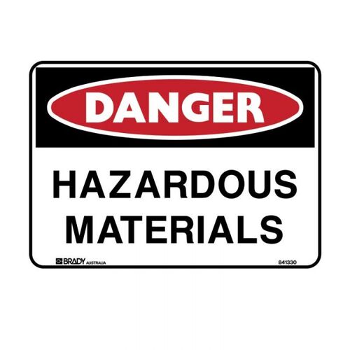 Brady Danger Sign - Hazardous Materials 600 x 450mm Metal (Colorbond Steel)