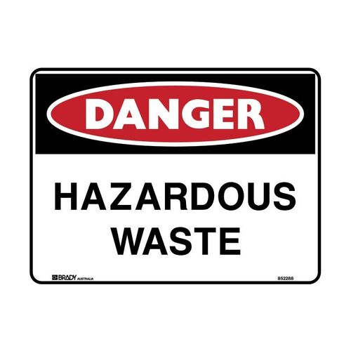 Brady Danger Sign - Hazardous Waste 250 x 180mm Self-Adhesive Vinyl
