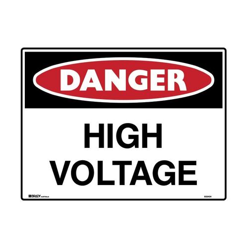 Brady Danger Sign - High Voltage 600 x 450mm Metal (Colorbond Steel)