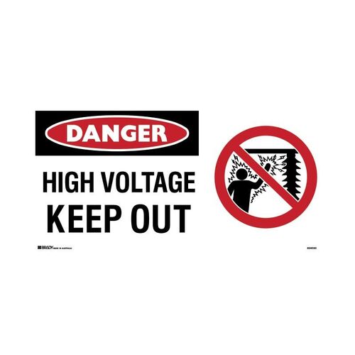Brady Danger Sign - High Voltage Keep Out + Symbol 700 x 350mm Metal