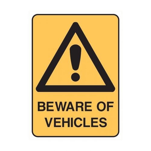 Brady Warning Sign - Beware Of Vehicles 600 x 450mm Metal