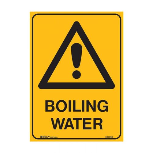 Brady Warning Sign - Boiling Water 250 x 180mm Self-Adhesive Vinyl