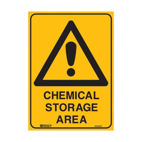 Brady Warning Sign - Chemical Storage Area 600 x 450mm Metal