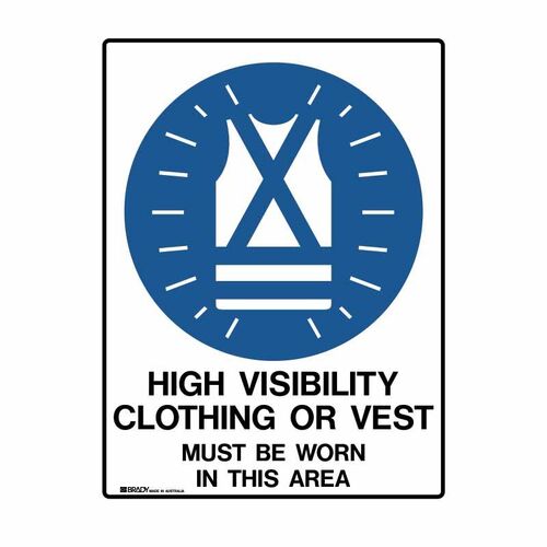 High Vis Clothing Or Vest Must be Worn In This Area 600 x 450mm UltraTuff Metal