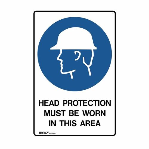 Head Protection Must Be Worn In This Area 600 x 450mm UltraTuff Metal