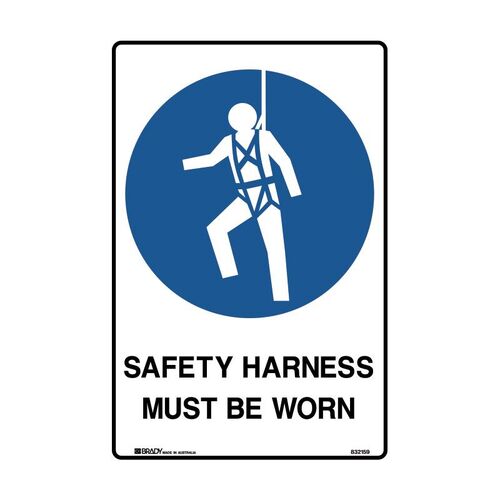 Brady Safety Harness Must Be Worn 600 x 450mm UltraTuff Metal