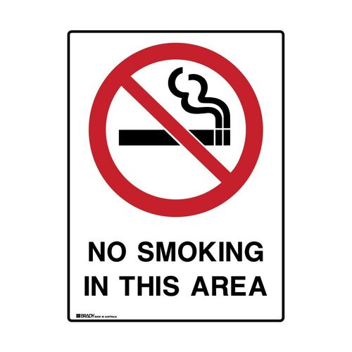 Brady No Smoking In This Area 600 x 450mm UltraTuff Metal