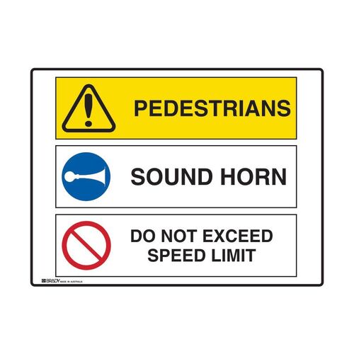 Brady Multiple Message Sign - Pedestrians 600 x 450mm Metal