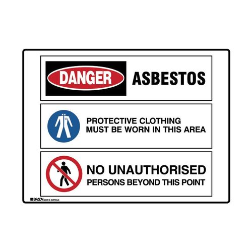 Brady Multiple Message Sign - Asbestos 600 x 450mm Metal