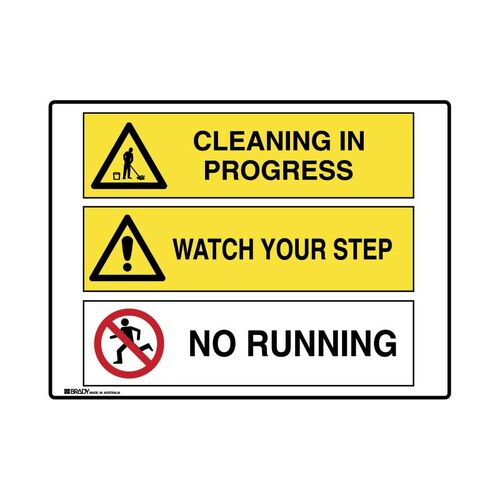 Brady Multiple Message Sign - Cleaning 600 x 450mm Metal
