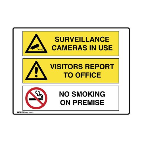 Brady Multiple Message Sign - Surveillance 600 x 450mm Metal