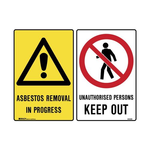 Abestos Removal and Unauthorised Person Keep Out 250 x 180mm Self-Adhesive Vinyl