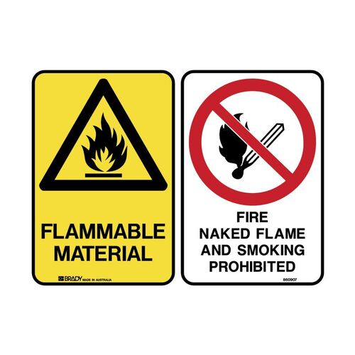 Flammable/Flame and Smoking Prohibited 300 x 225mm Polypropylene