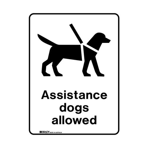 Brady Public Area Sign - Assistance Dogs Allowed 300 x 450mm Metal