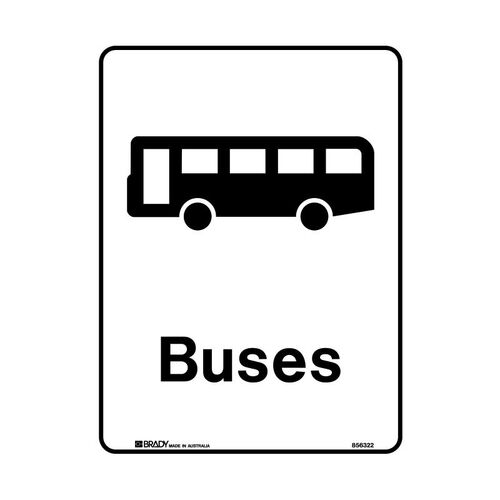 Brady Public Area Sign - Buses 300 x 450mm Metal