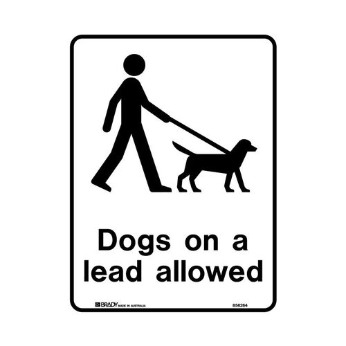 Brady Public Area Sign - Dogs On A Lead Allowed 300 x 450mm Metal