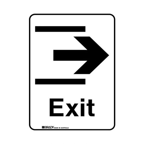 Brady Public Area Sign - Exit Right 300 x 450mm Metal