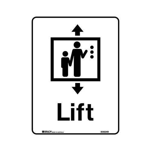 Brady Public Area Sign - Lift 300 x 450mm Metal