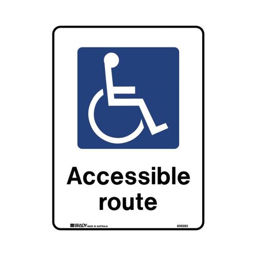 Brady Public Area Sign - Accessible Route 300 x 450mm Metal