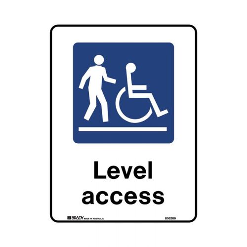 Brady Public Area Sign - Level Access 300 x 450mm Metal