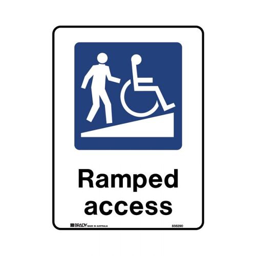 Brady Public Area Sign - Ramped Access 300 x 450mm Metal