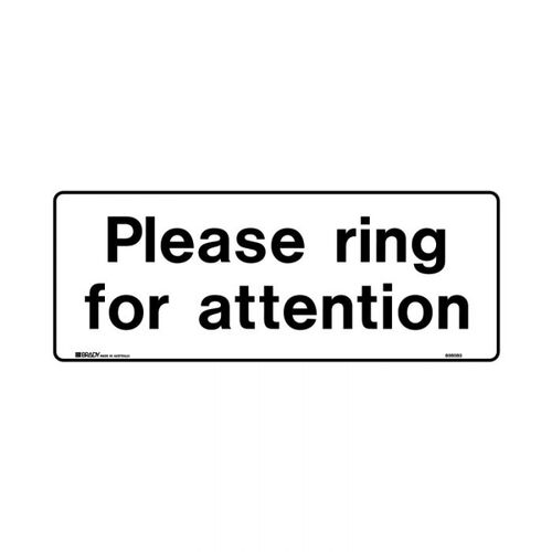 Brady Public Area Sign - Please Ring For Attention 450 x 180mm Metal