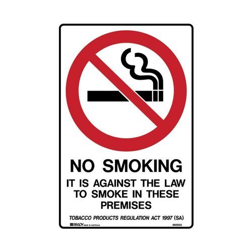 SA - No Smoking It Is Against The Law To Smoke In This Premises 300 x 450mm Metal