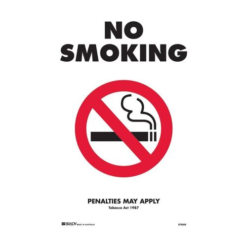 Brady VIC - No Smoking Penalties May Apply 300 x 450mm Metal