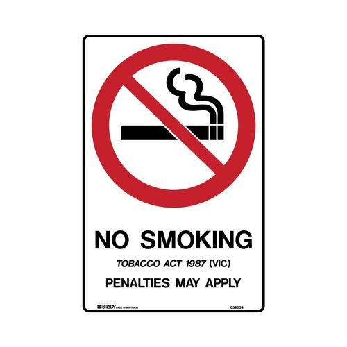 VIC State Sign - No Smoking Penalties May Apply 300 x 450mm Metal