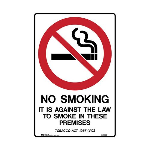 VIC -  No Smoking It Is Against The Law To Smoke In This Premises 300 x 450mm Poly