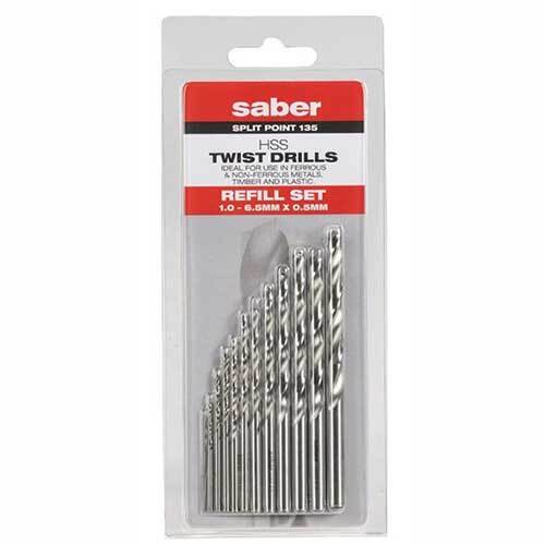 Saber 8002-M1S Bright HSS Jobber Drill Refill Set 1 - 6.5mm, 12 Pieces