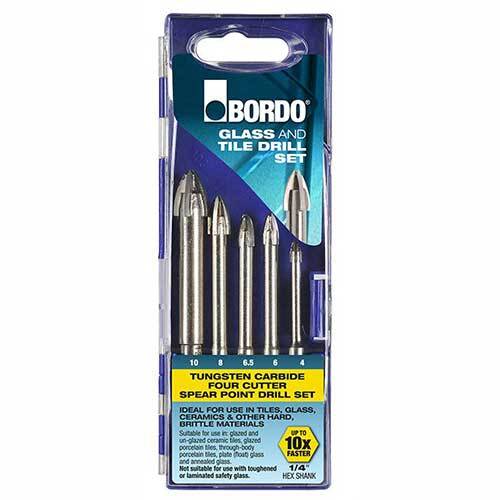 Bordo 2552-S1 4 Cutter Glass and Tile Drill Set 4-10mm, 5 Pieces