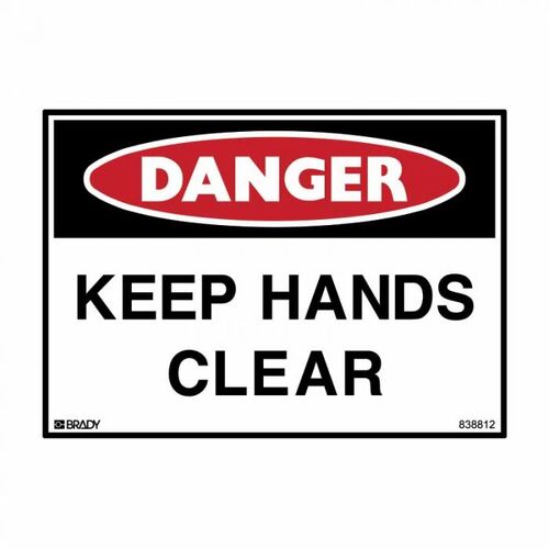Brady Danger Sign - Keep Hands Clear 250 x 180mm Self-Adhesive Vinyl