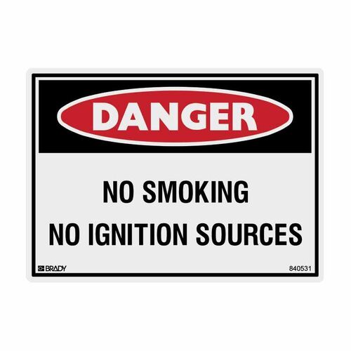 Brady Danger Sign - No Smoking No Ignition Sources 600 x 450mm Poly