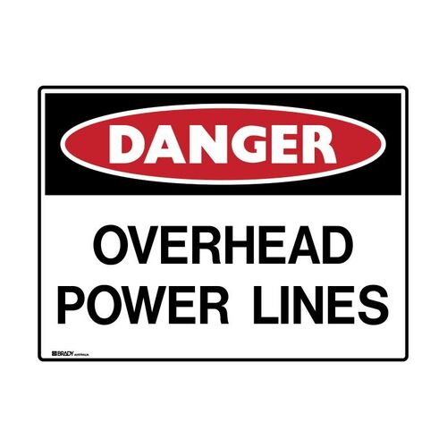 Brady Danger Sign - Over Head Power Lines 600 x 450mm Metal