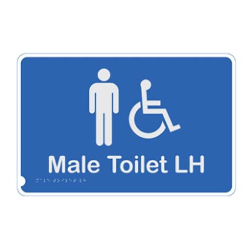 Premium Braille Sign - Male Access Toilet LH 190 x 290mm Anodised Aluminium