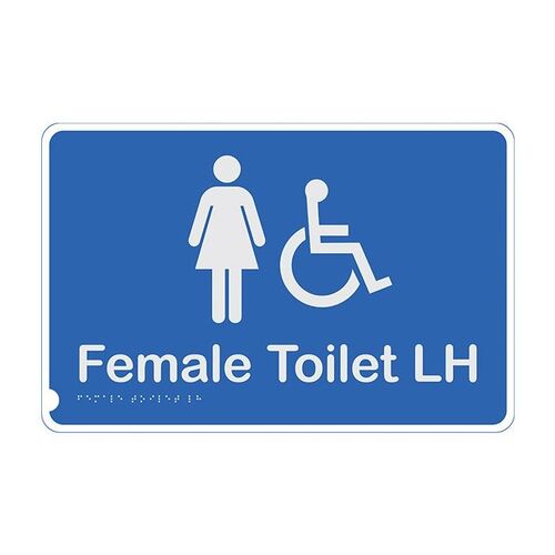 Premium Braille Sign - Female Access Toilet LH 190 x 290mm Anodised Aluminium
