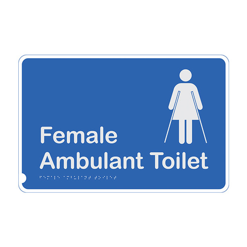 Brady Braille Sign - Female Ambulant Toilet 220 x 180mm ABS Plastic