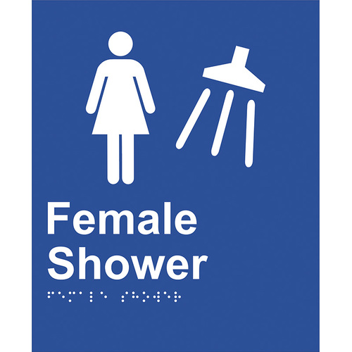 Brady Braille Sign - Female Shower 220 x 180mm ABS Plastic