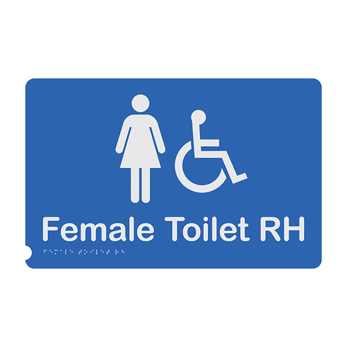 Brady Braille Sign - Female Access Toilet RH 220 x 180mm ABS Plastic