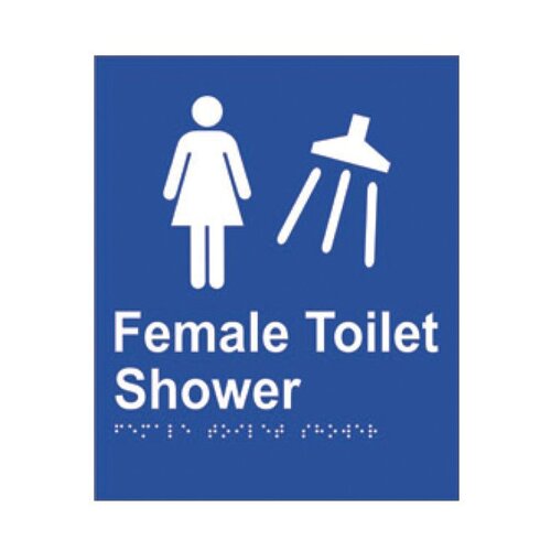 Brady Braille Sign - Female Toilet Shower 220 x 180mm ABS Plastic