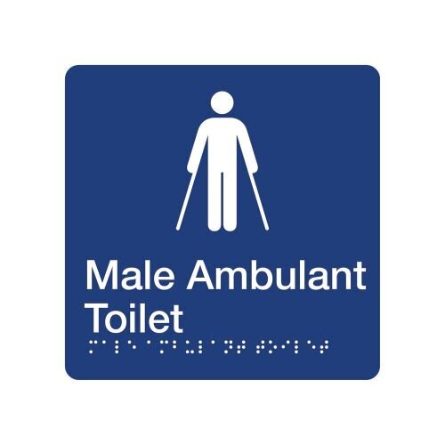 Brady Braille Sign - Male Ambulant Toilet 220 x 180mm ABS Plastic