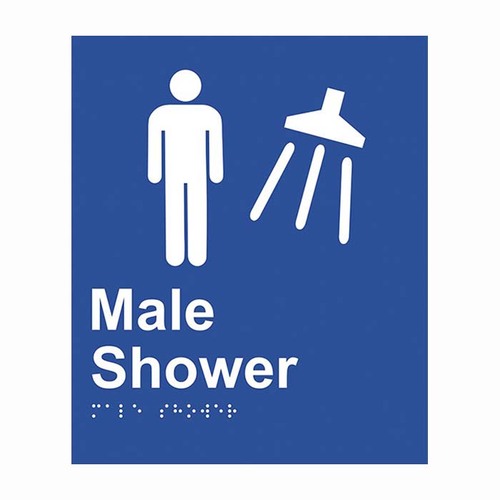 Brady Braille Sign - Male Shower 220 x 180mm ABS Plastic